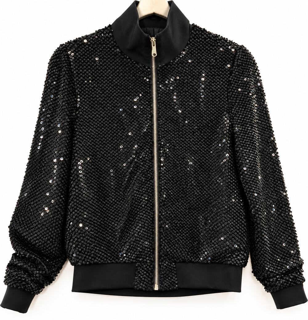 Trouvé Black Sequin Bomber Jacket